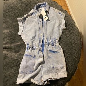 Zara Denim Romper Small NWT